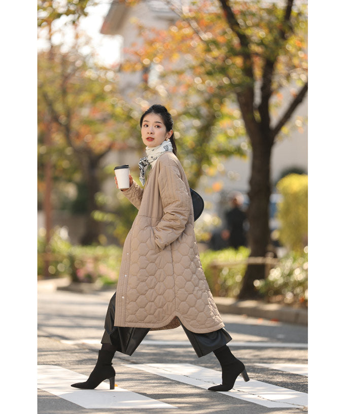 低身長さん用 太って見えない キルティングコート