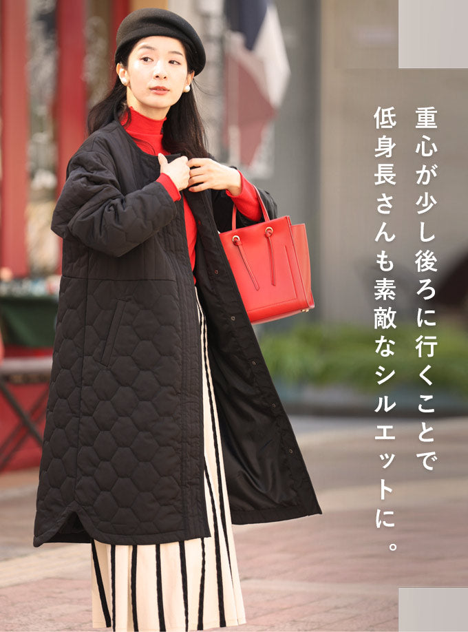 低身長さん用 太って見えない キルティングコート