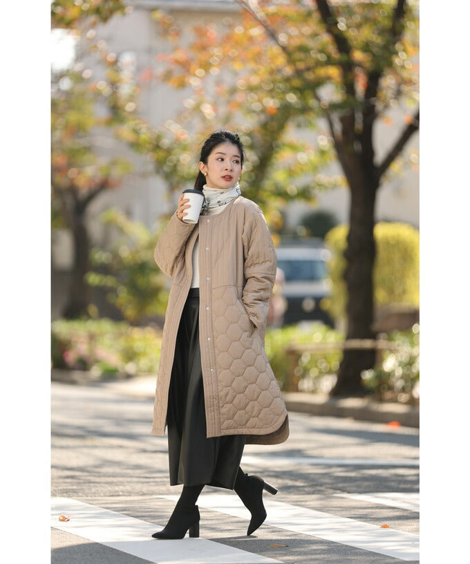 低身長さん用 太って見えない キルティングコート