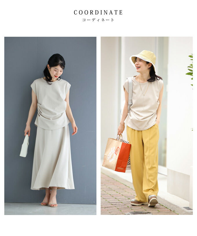 アシンメトリーなドレープタックのカットソートップス