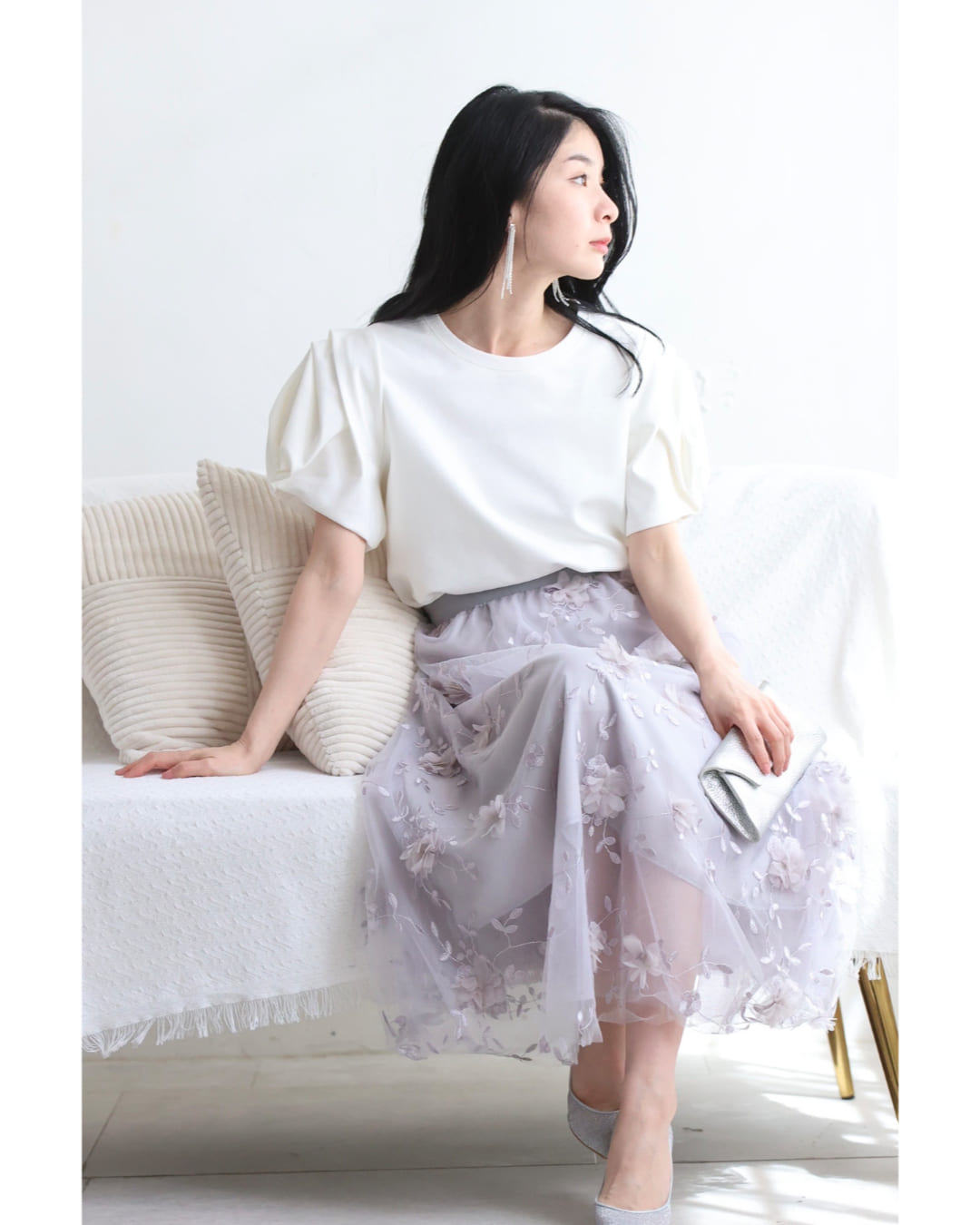 伸びやかでラクな着心地。バラスリーブTシャツトップス 5/2新作