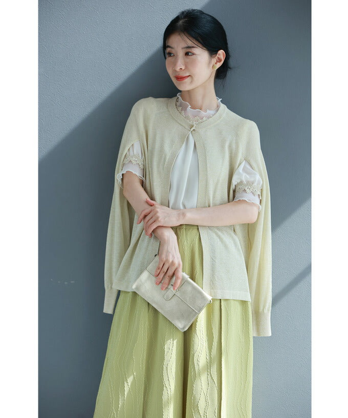 優美な刺繍デコレーションのベールブラウストップス
