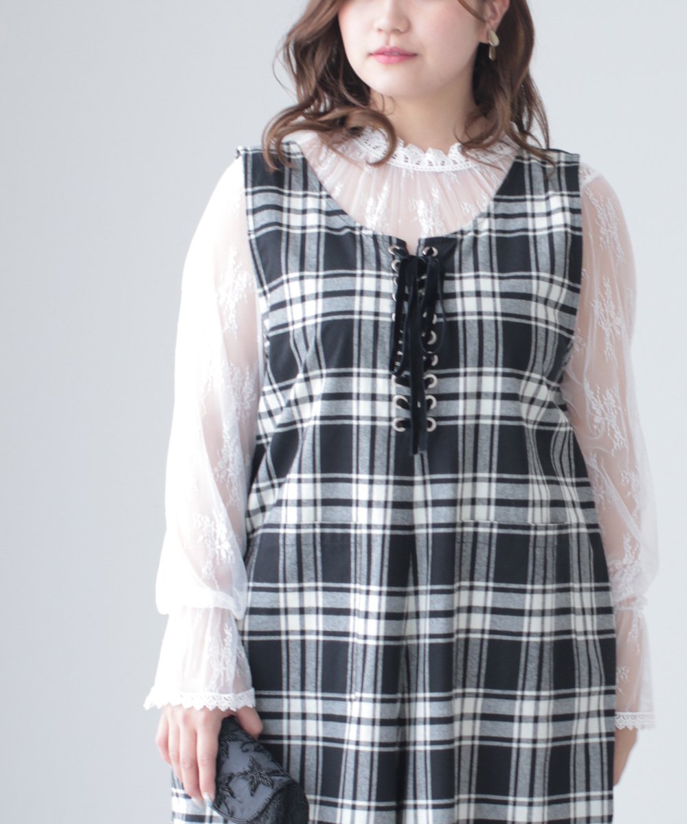 【cy00011-A】【3L~5L対応】「Ms.chubby by CAWAII」気品漂う肌魅せレースインナー