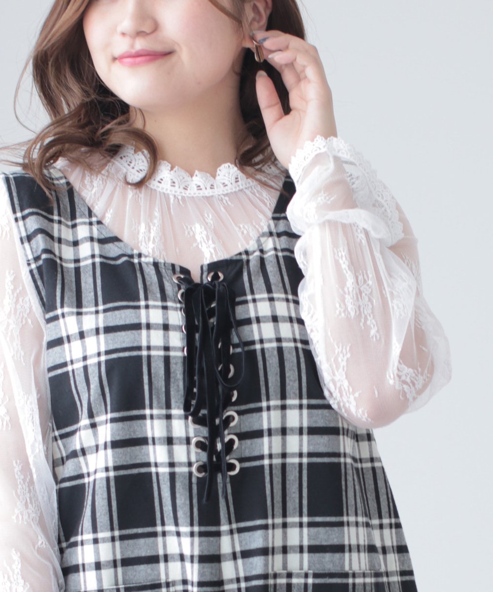 【cy00011-A】【3L~5L対応】「Ms.chubby by CAWAII」気品漂う肌魅せレースインナー