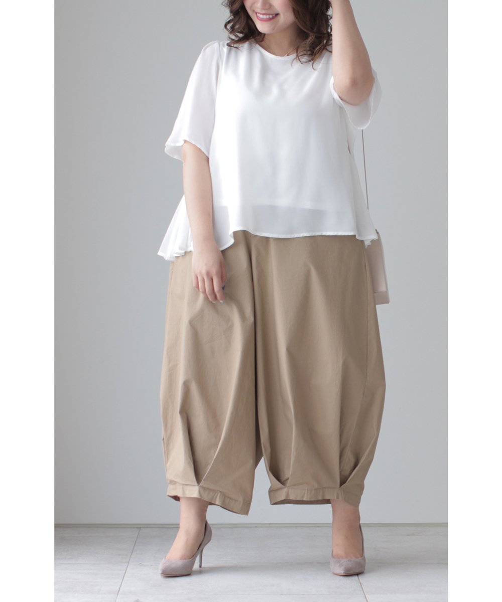 【cy00017-A】【3L~5L対応】「Ms.chubby by CAWAII」ゆるっとシルエットのワイドパンツ3L 4L 5L 大きいサイズ