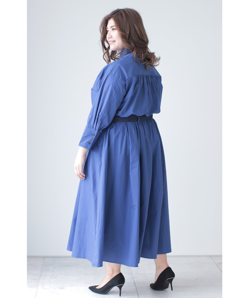 【cy00024-A】【3L~5L対応】「Ms.chubby by CAWAII」オシャレに差がつくバイカラーシャツワンピース
