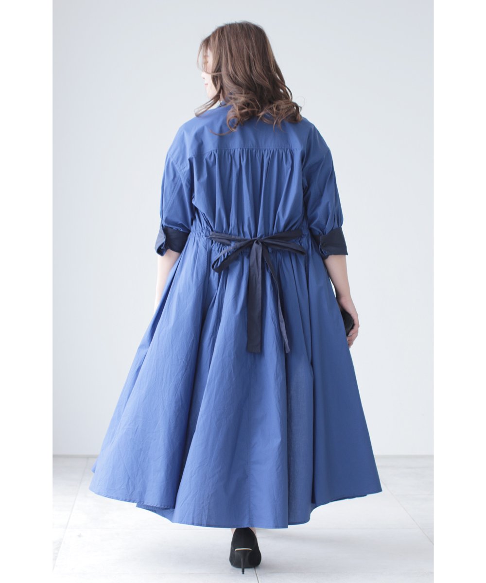 【cy00024-A】【3L~5L対応】「Ms.chubby by CAWAII」オシャレに差がつくバイカラーシャツワンピース