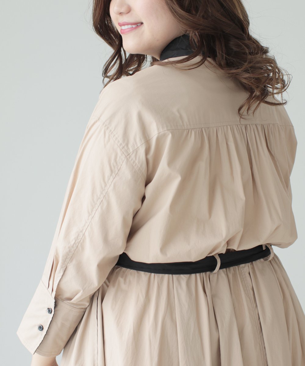 【cy00024-B】【3L~5L対応】「Ms.chubby by CAWAII」オシャレに差がつくバイカラーシャツワンピース
