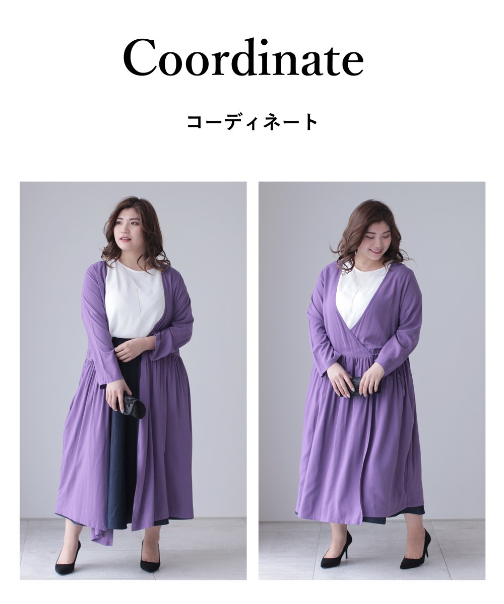 【cy00025-A】【3L~5L対応】「Ms.chubby by CAWAII」(パープル)(3L/4L/5L対応)カシュクールワンピ 5L