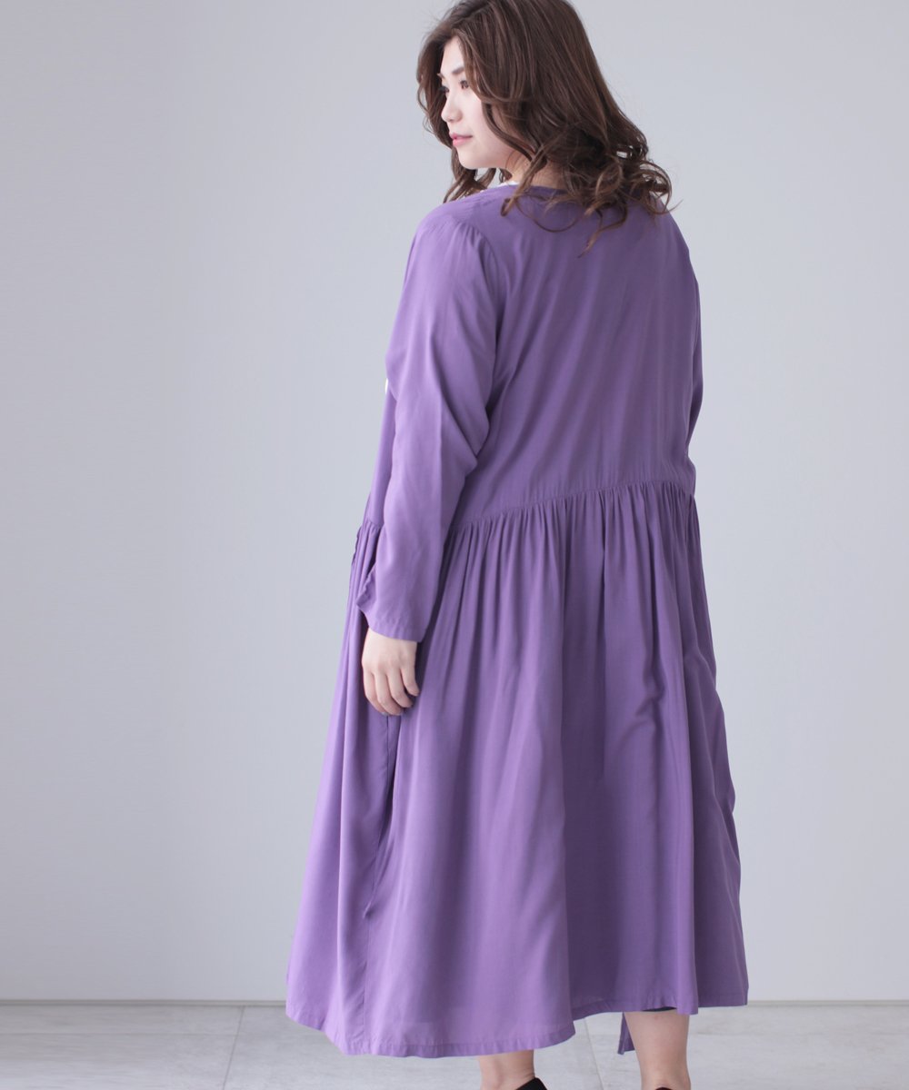 【cy00025-A】【3L~5L対応】「Ms.chubby by CAWAII」(パープル)(3L/4L/5L対応)カシュクールワンピ 5L