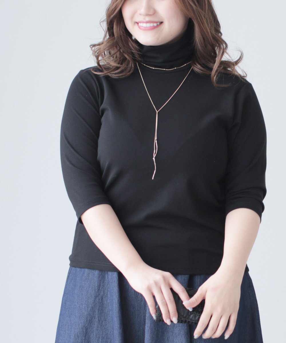 【cy00029-B】【3L~5L対応】「Ms.chubby by CAWAII」伸縮性抜群なタートルネックインナー(ブラック) 3L 4L 5L 大きいサイズ