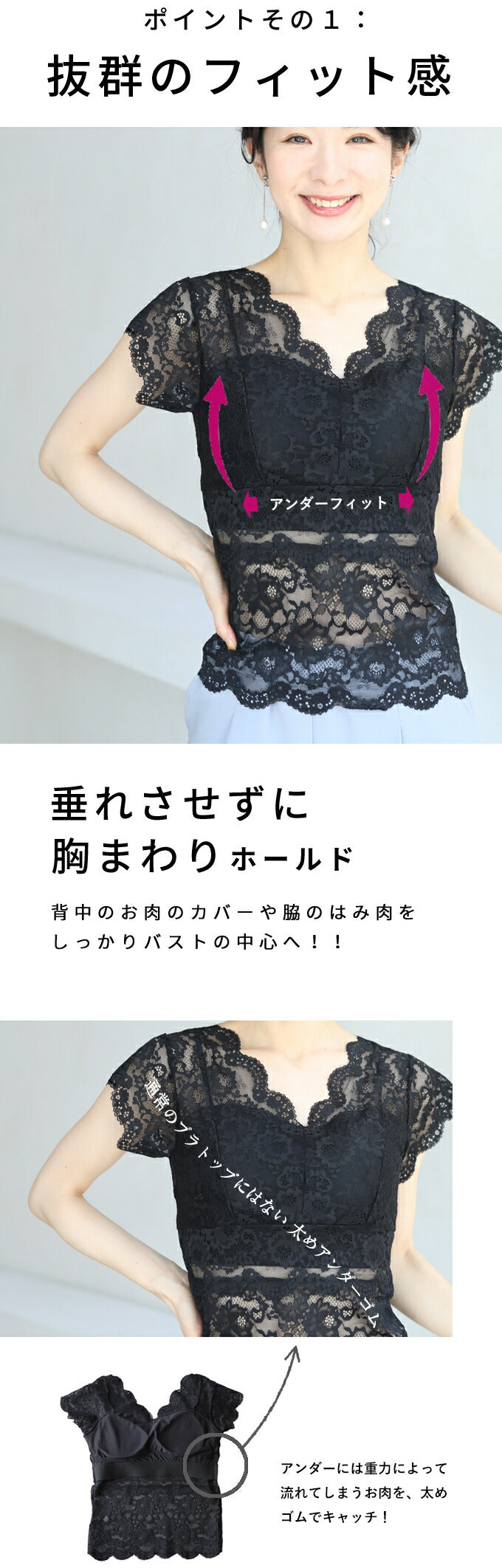 【wc-fim00001bk】(ブラック)(S~M/L~2L対応)◇◇大きい胸垂れさせないブラトップ返品・交換不可