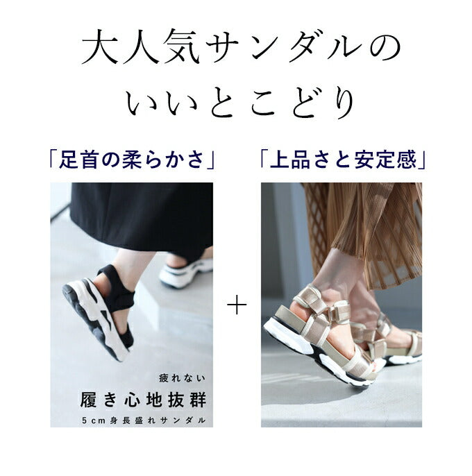 【fne00013】(23.0cm~24.5cm対応)上品に煌く 厚底ラメサンダル