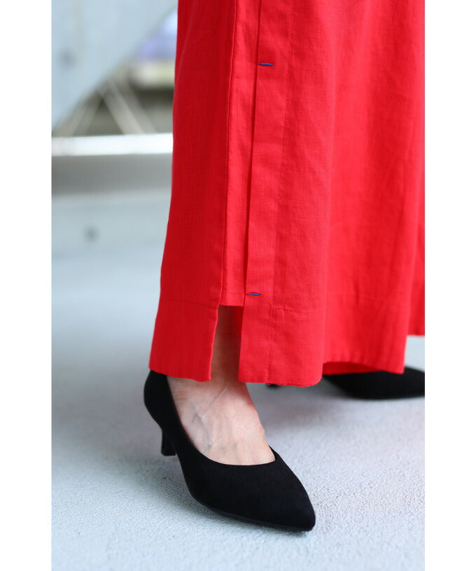 【wc-r01228】刺繍ステッチ赤パンツ