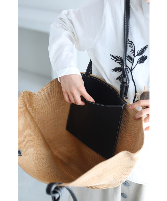 【wk00348】たっぷり入る大容量扇形ストロートートバッグ/鞄