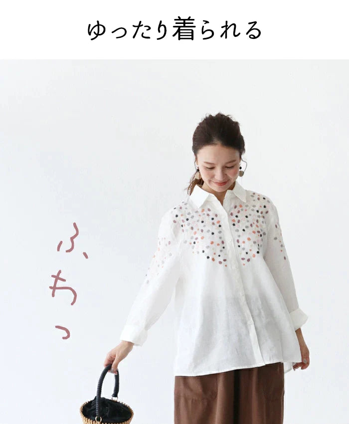 袖丈2サイズ〉鮮やか花刺繍ブラウス – todoku