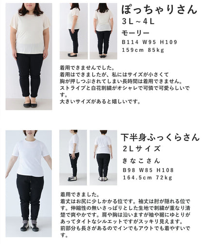 ストライプに重なる白花刺繍ブラウストップス　4/21新作