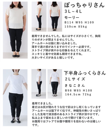 さらりと涼しい着心地。ストライプノースリーブシャツトップス　5/5新作