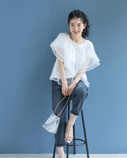 （手持ち服に）重ねて華やぐ 大人のヴェールブラウス　6/1新作