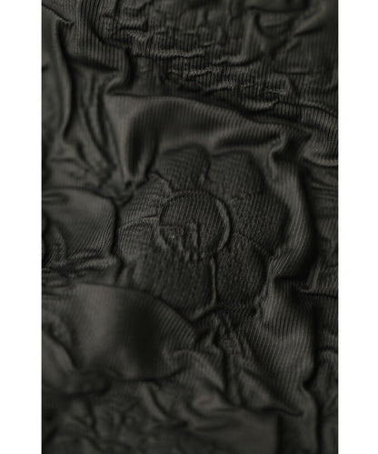 くしゅくしゅ浮き彫り花レリーフのAラインミディアムスカート