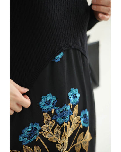 ぐるりと美しさ広がる青花刺繍ベールミディアムワンピース　