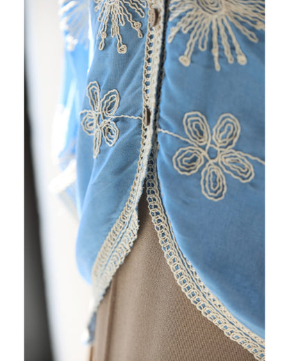 脚長見えXラインの花刺繍ドルマンボレロカーディガン　4/15新作