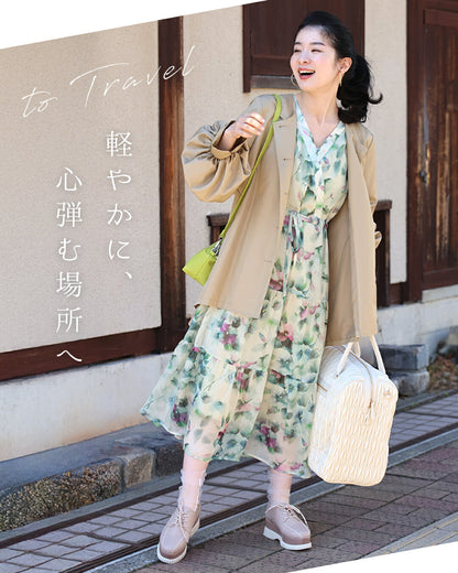 春風に舞うロマンティックなフラワーティアードワンピース　3/15新作