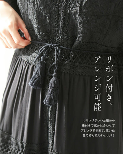南国巡る 花刺繍ワンピース　3/15新作
