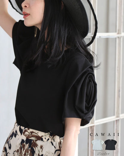 伸びやかでラクな着心地。バラスリーブTシャツトップス　5/2新作