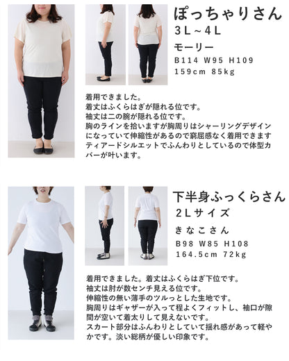 みずみずしい果実と優美な花の胸元シャーリングミディアムワンピース　5/10新作