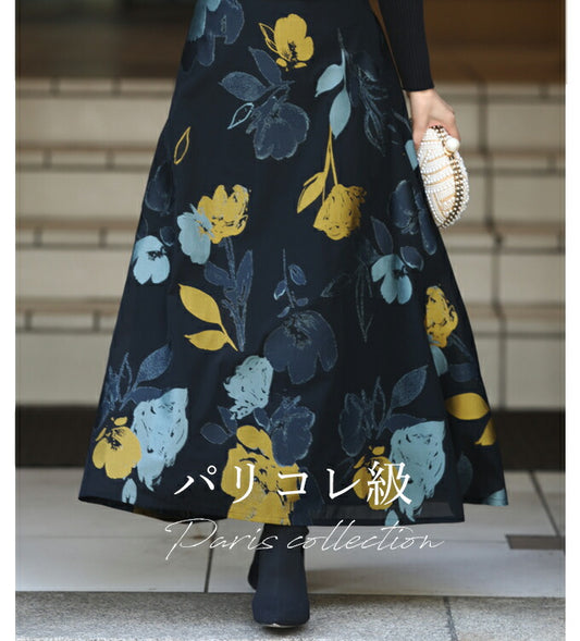 【fcj00021】☆☆◇◇（S~M/L~2L対応）ミセスが美しく穿ける最上級ジャガードスカート