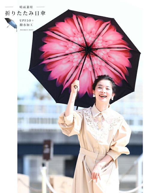 残りわずか【w53442】（ピンク）雨の日でも心晴れ。大輪の花咲く傘