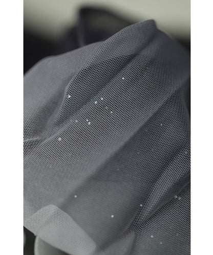 【w60231ps】星空ラメに重なるプリーツチュールミディアムスカート