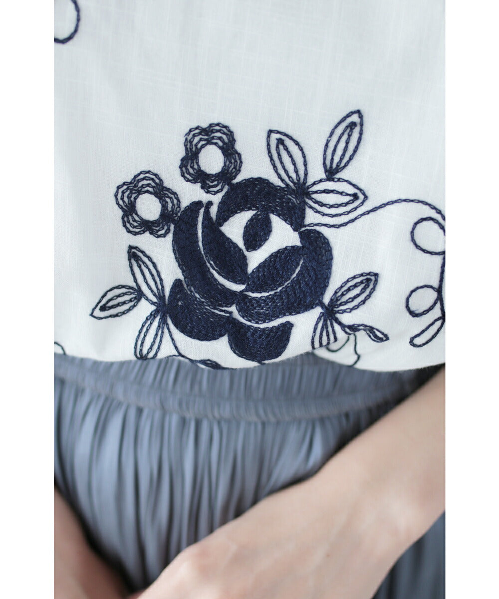 wc-w67962】□□（S~3L対応）際立つ花刺繍のふんわりバルーン裾