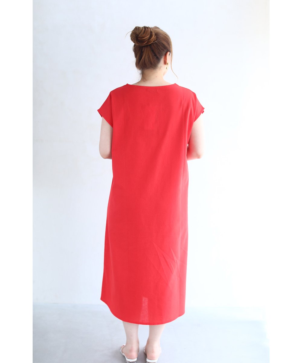 あずき  極美品 kagure かぐれ リヨセルリネン半袖ワンピース かぐれ（カグレ）の「リヨセルリネン半袖ワンピース（ワンピース