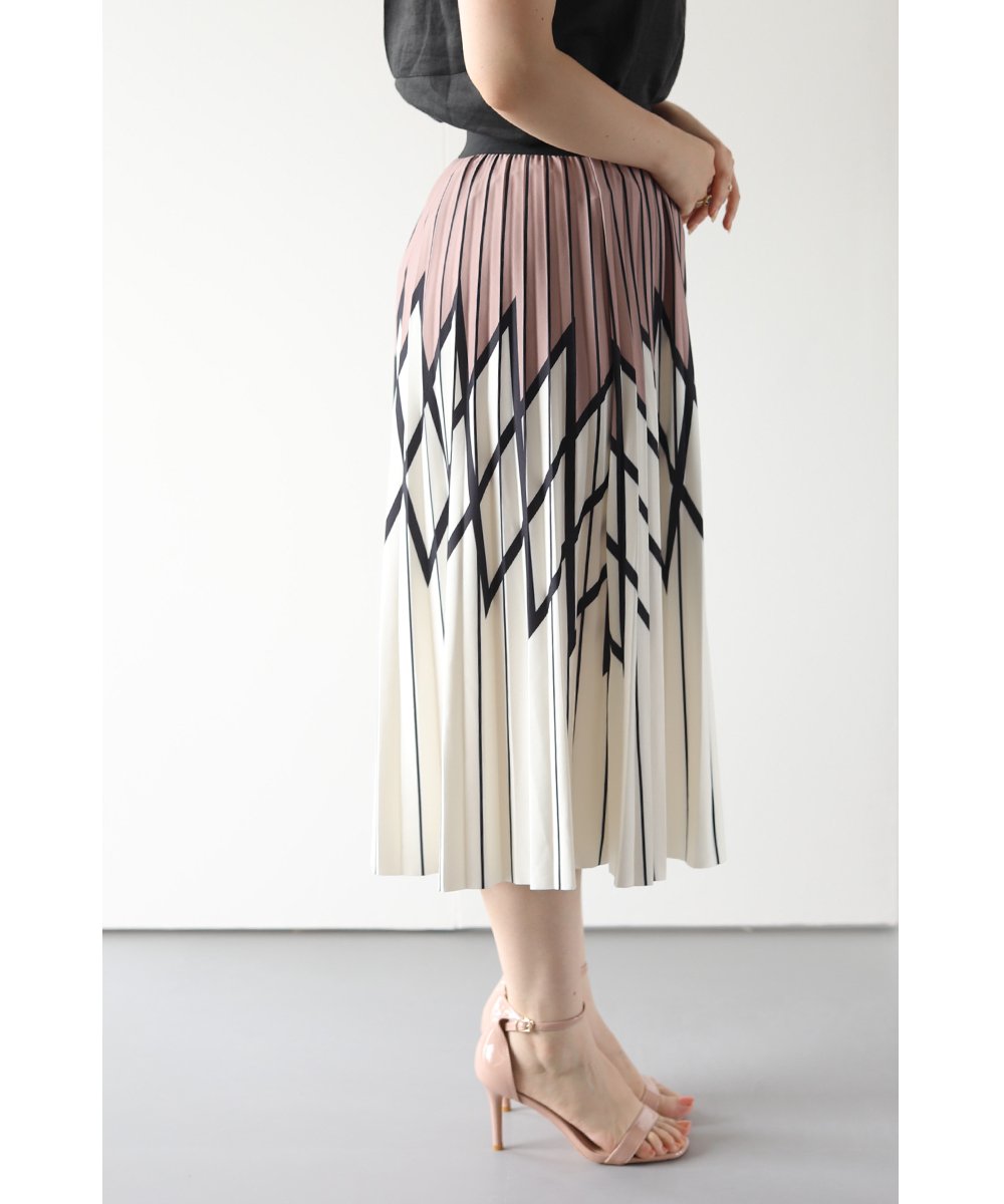 【wck00127】幾何学模様のシャープなデザインが大人の雰囲気を演出するエレガントスカート