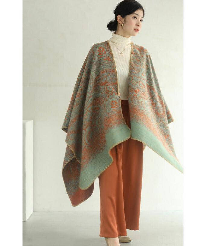 wkg00104】冬コーデを彩るモロッコ柄のリバーシブルポンチョ