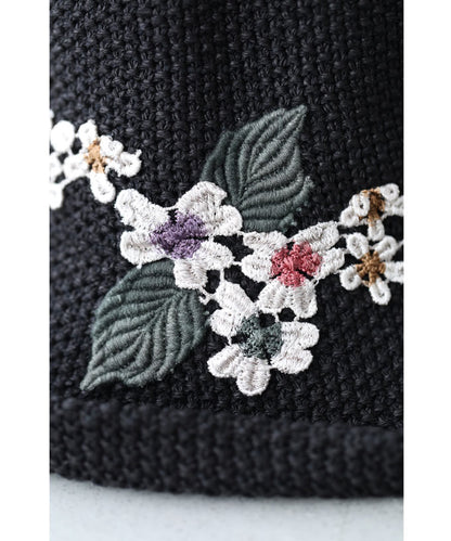 【wkg00474】くったり柔らかな白花刺繍咲く帽子