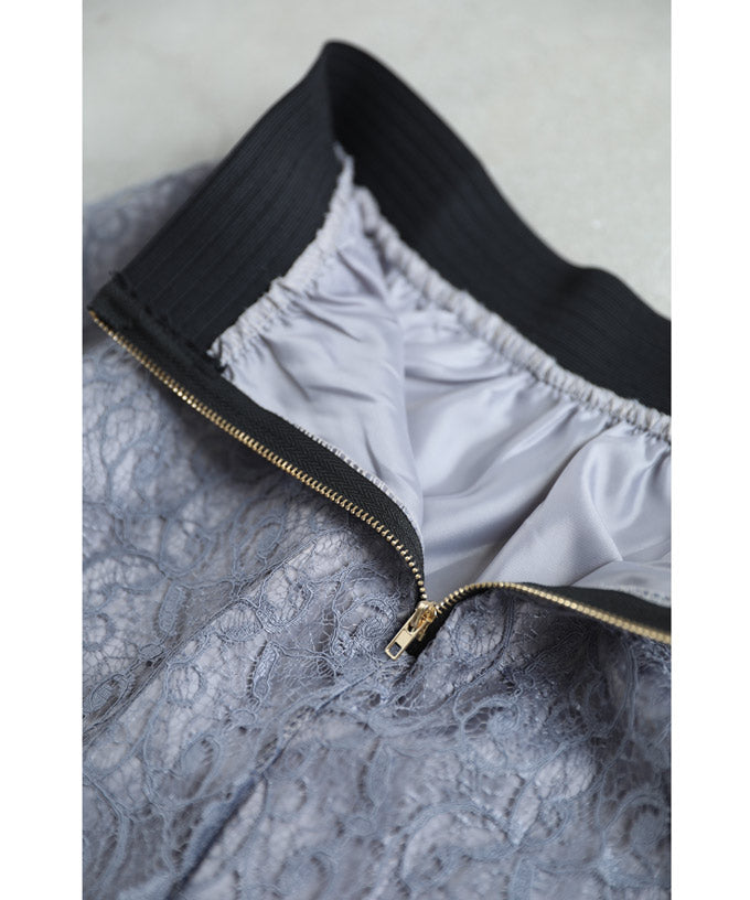 【wkg00514】（S~2L対応）艶めく蔦レースのミディアムスカート