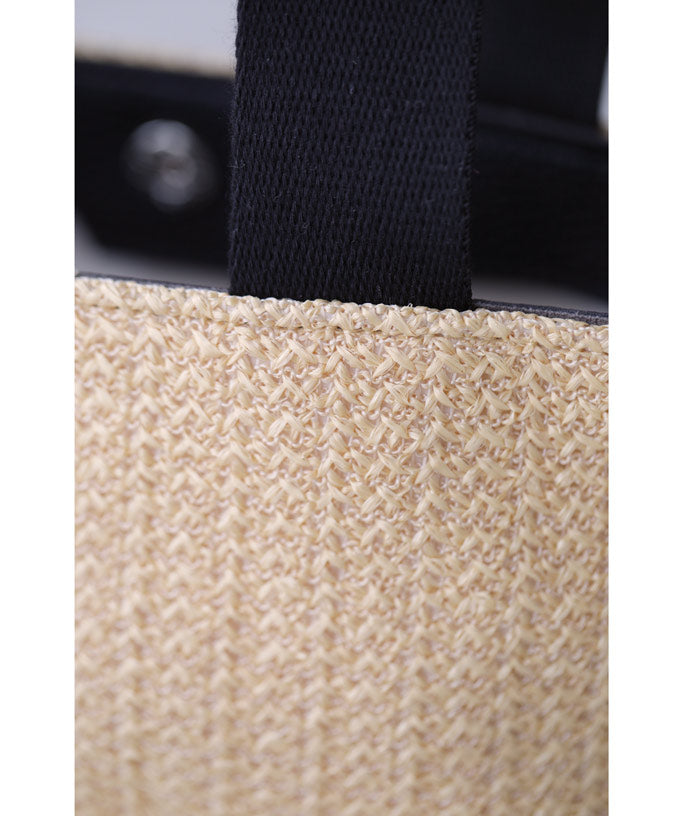 【wkg00546】（ポーチ付き）異素材合わせのカゴ編み風トートバッグ
